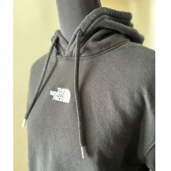 The North Face Womens Black Cropped Hoodie Sweatshirt Logo Size Medium - Picture 4 of 8